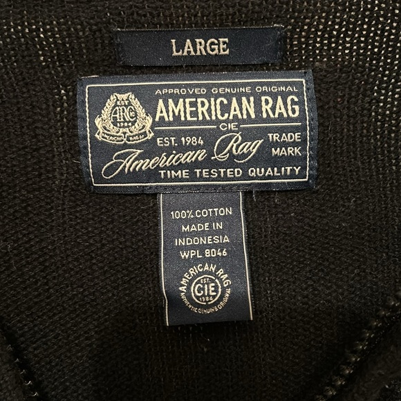 American Rag Black and Gray Zip up Collared Sweater - Picture 3 of 4